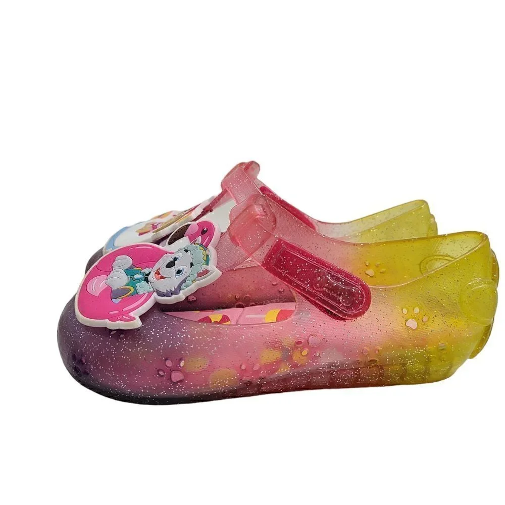 Paw Patrol Everest & Skye Pink Yellow Glitter Jelly Mary Jane Shoes